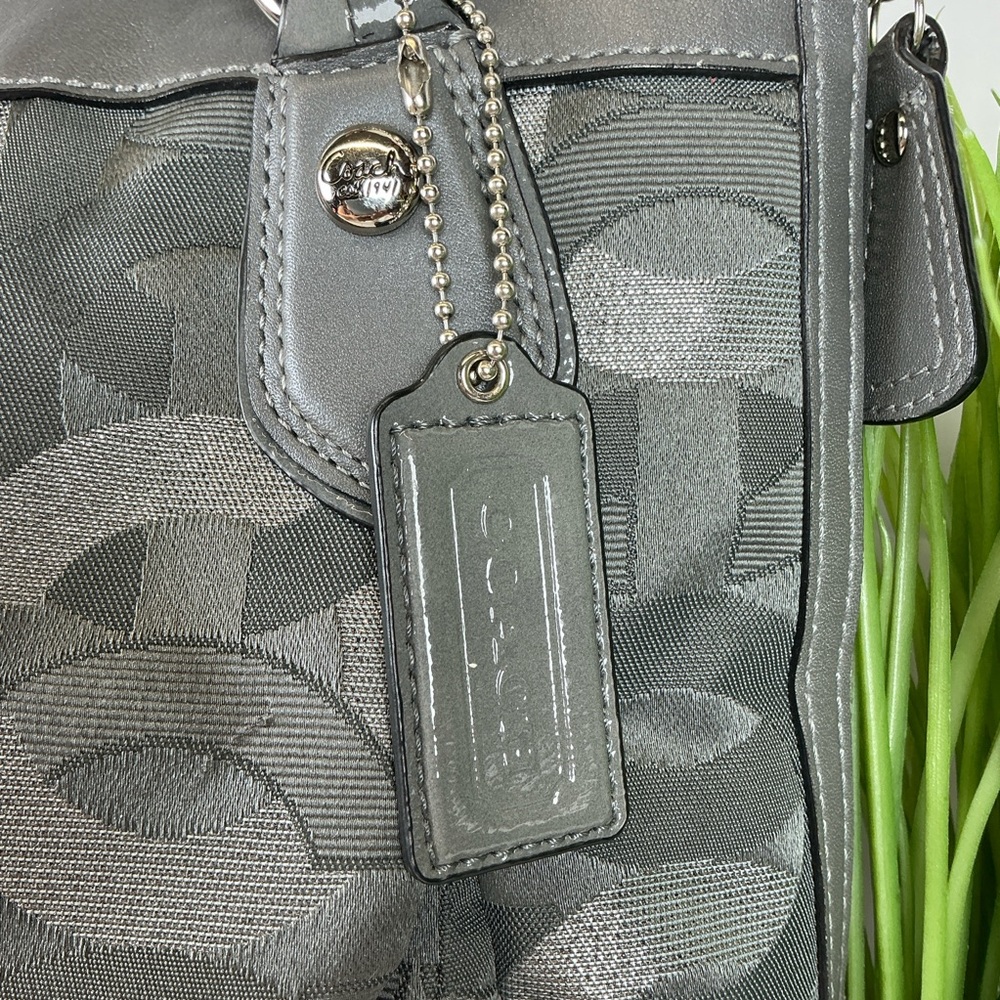 Coach Y2K Kristin 18286 Op Art Gray Silver Metallic Signature Hand Shoulder Bag‎ - Picture 7 of 15
